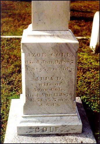 Headstone of Azor and Affa Cole