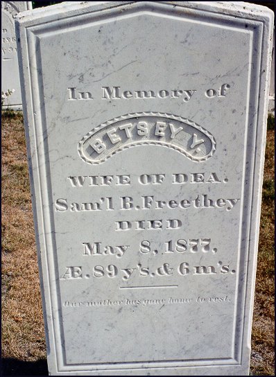 Headstone of Mrs. Betsey Y. Freethey