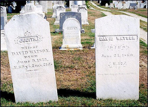 Headstones of David and Judith Watson