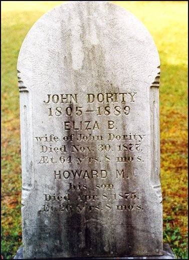 Headstone of John, Eliza and Howard Dority
