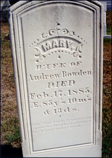 Headstone of Mary Bowden